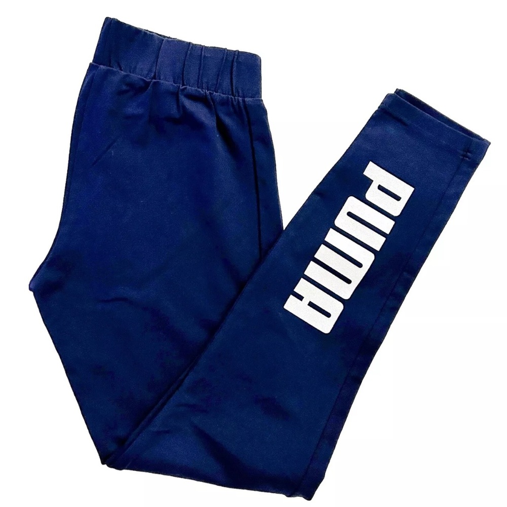 Puma Women's Athletic Navy Siver Logo Confort Leggings Size Small / New no Tags